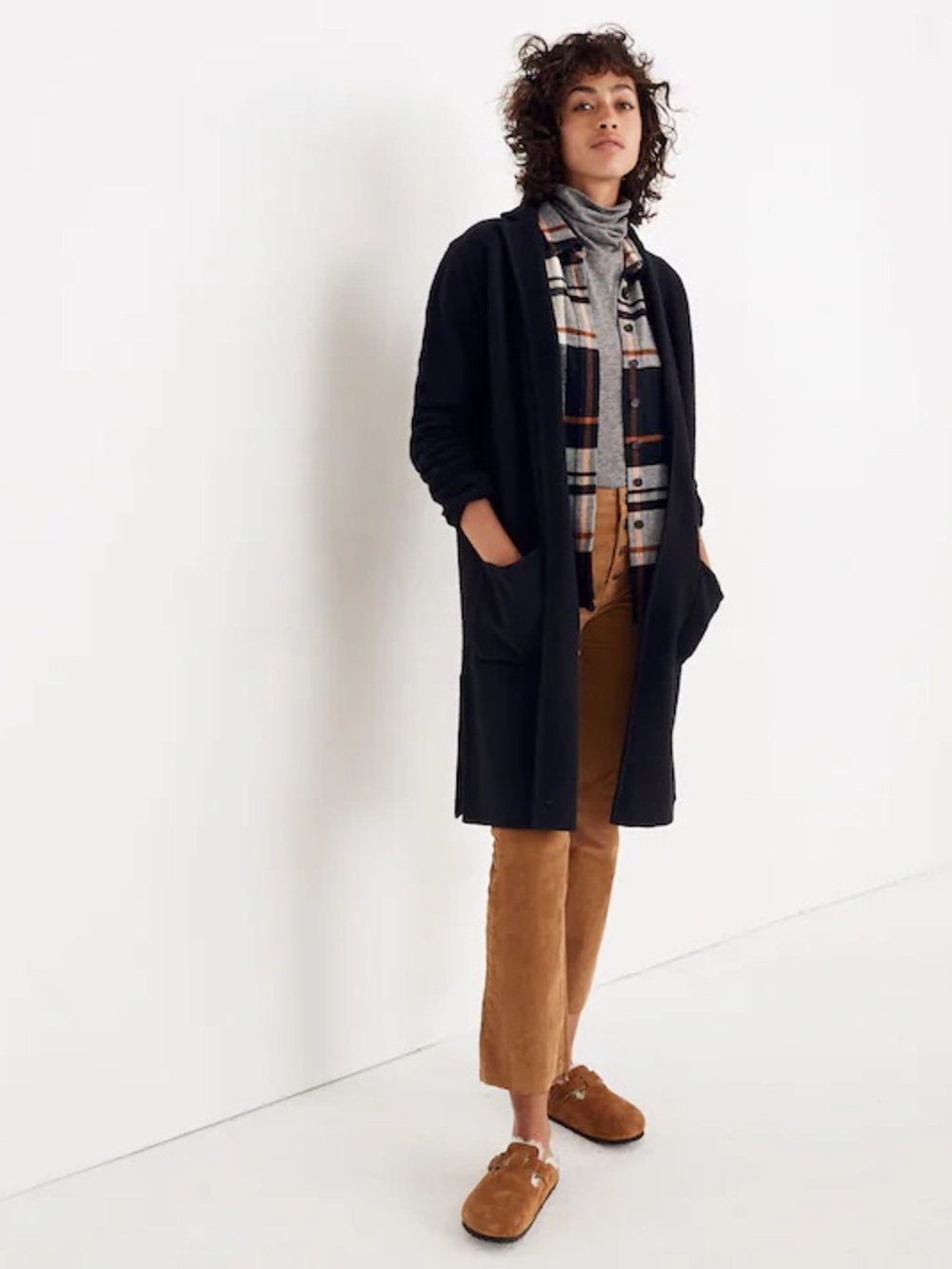Madewell Black Long Open-Front Cardigan